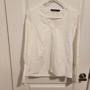 Zara Basic | white blouse with bell sleeves